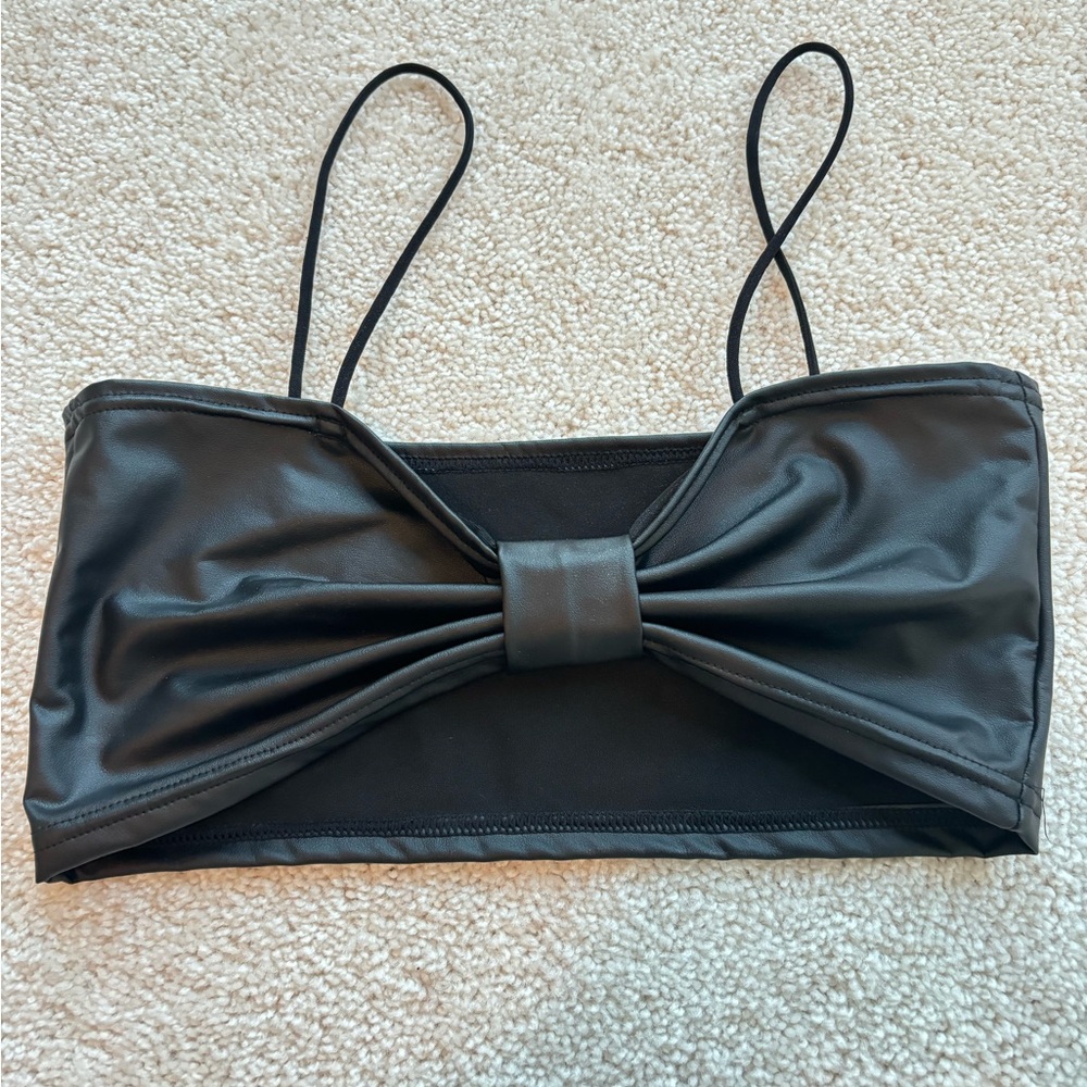 Leather black crop top